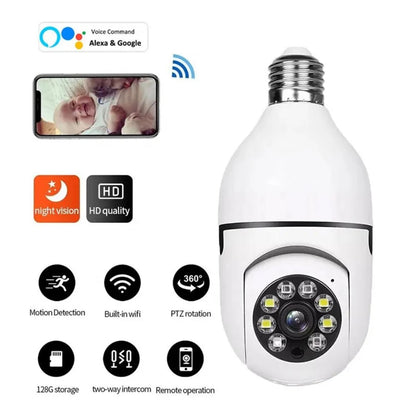 Foco Camara de Seguridad de 360° con Wifi Full HD Compatible con Alexa